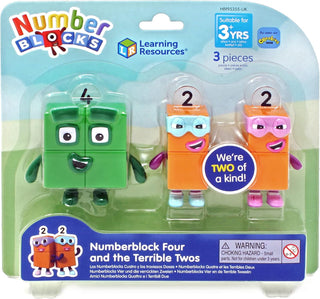 Learning Resources Numberblocks Four and the Terrible Twos, Official Collectible Toys, Includes Numberblocks Four and 2 x the Terrible Two, With Posable Arms for Realistic Play, Suitable for Display