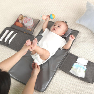 JanYoo Baby Portable Changing Pad with Wipes Pocket for Diaper Bag Wipeable Waterproof Newborn Travel Mat Shower Gifts