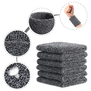 6 Pack Wrist Sweatbands Tennis Wrist Bands Absorbent Sweatbands for Football Basketball Running Athletic Sports and Working Out