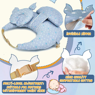 ANTOLE Multipurpose Nursing Pillow,Large Breastfeeding Pillow for More Support for Mom and Baby,Ergonomic Baby Feeding Pillow with Adjustable Waist Strap and Removable Cotton Cover (Grey)