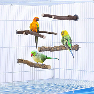 LIENJAER 4 Pcs Bird Perches Parrot Stand Natural Wood Perch Parakeet Toys Bird Cage Accessories for Conure Supplies Budgie Platform