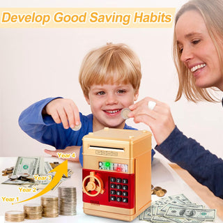 Refasy Piggy Bank for Girls 4-11 Years Old,Refasy Kids Safe Bank for Boys Christmas Birthday Gifts Toy for Kids Electronic ATM Money Bank for Adults Money Saving Box Safe Coin Bank Toy Kids Toys Pink