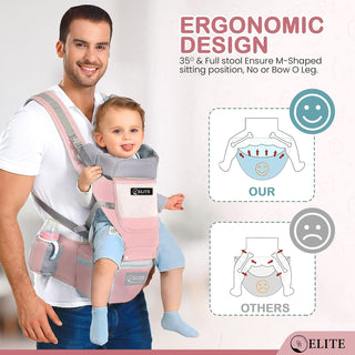 Deal Hunt 6 in 1 Baby Carrier Hip Seat, Multifunctional Baby Strap Waist Carrier for walking, Shopping, Trip, Hiking - Adjustable Size & Suitable for 0-36 Months Baby with Gift Box Packaging (Grey)