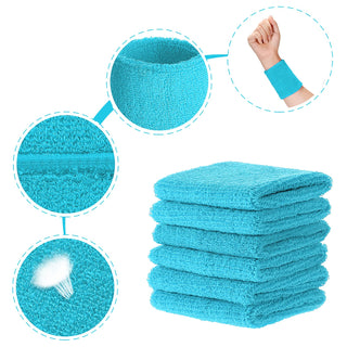 6 Pack Wrist Sweatbands Tennis Wrist Bands Absorbent Sweatbands for Football Basketball Running Athletic Sports and Working Out