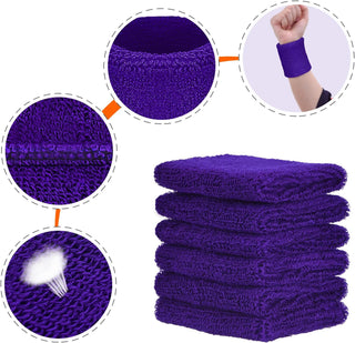 6 Pack Wrist Sweatbands Tennis Wrist Bands Absorbent Sweatbands for Football Basketball Running Athletic Sports and Working Out