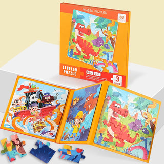 EYSOO Magnetic Jigsaw Puzzles 3 Pack Jigsaw Puzzle Books Magnetic Puzzles for Kids 12+16+20 PCS Jigsaw Puzzles for Toddler Portable Travel Magnetic Puzzle Toy for 3+ Kids Boys Girls (Level 2-A)