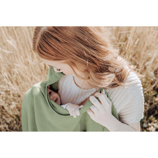 Konssy Muslin Nursing Cover for Baby Breastfeeding, Breathable 100% Cotton Breastfeeding Cover with Rigid Hoop for Mother Nursing Apron, Multi-use Carseat, Brown (BRJ05)