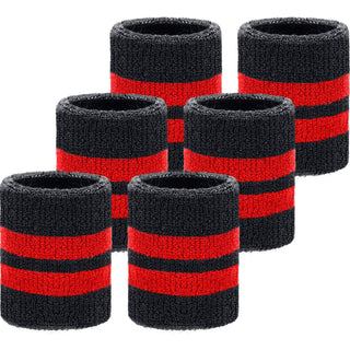 6 Pack Wrist Sweatbands Tennis Wrist Bands Absorbent Sweatbands for Football Basketball Running Athletic Sports and Working Out