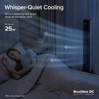 LEVOIT Tower Fan for Large Bedroom 42 Inch, 7.5m/s Powerful Electric Cooling Fan with Remote, 25 dB Quiet 90° Oscillating Bladeless Fan, 12 Speeds, 4 Modes, 12H Timer, Standing Fan for Home Office