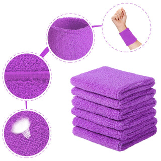 6 Pack Wrist Sweatbands Tennis Wrist Bands Absorbent Sweatbands for Football Basketball Running Athletic Sports and Working Out