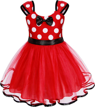 WonderBabe Girl Costume Polka Dots Tulle Tutu Dresses Princess Fancy Dress Up Halloween Birthday Party Dress with Ears Headband