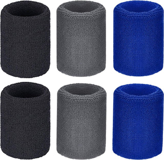 6 Pack Wrist Sweatbands Tennis Wrist Bands Absorbent Sweatbands for Football Basketball Running Athletic Sports and Working Out