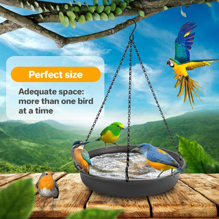MAKINGTEC Bird Bath Hanging Bird Feeder - Garden Bird Bat Bird Feeder Plate Hanging Tray Bird Bath Tray Hanging Bird Water or Bird Seed Hanging Bird Baths for Outdoors (Beige)