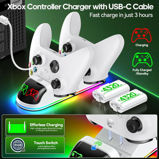 OIVO Charger with 2 Rechargeable Batteries for Xbox One/Xbox Series X/S Controller, Charging Station with 2 x 3360mWh (2x1400mAh) Rechargeable Batteries (Xbox Series X & S/Xbox One), Black