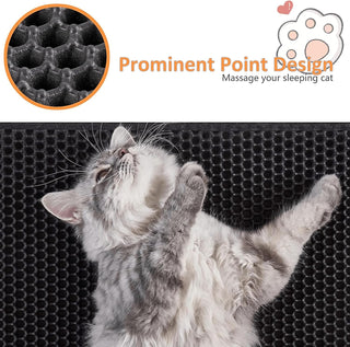 ikeoat Cat Litter Mat, ikeoat Litter Trapping Mat for Cat Sand Litter Box Honeycomb Double Layer Design Waterproof Washable Pet Bed, BLACK, 40x50cm