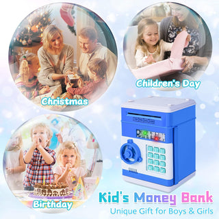 Refasy Piggy Bank for Girls 4-11 Years Old,Refasy Kids Safe Bank for Boys Christmas Birthday Gifts Toy for Kids Electronic ATM Money Bank for Adults Money Saving Box Safe Coin Bank Toy Kids Toys Pink