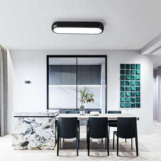 JIINOO Modern Black LED Ceiling Light, 32W Surface Flush Mount Acrylic Ceiling Lamp 15.7" Wraparound Shape Linear Close to Ceiling Lighting Fixture for Office Hallway Bedroom Living Room, 6500K