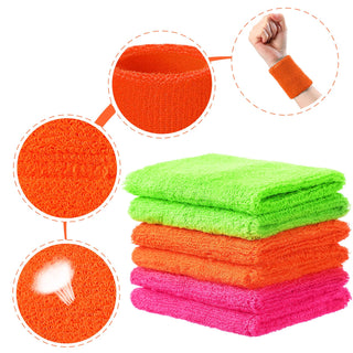 6 Pack Wrist Sweatbands Tennis Wrist Bands Absorbent Sweatbands for Football Basketball Running Athletic Sports and Working Out