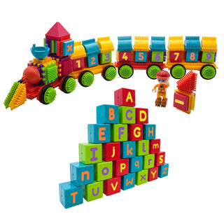 PicassoTiles 120pcs HedgehogTiles Building Block, Stacking Interlock Teeth Construction Sensory Gift STEM Toy for Kids Toddlers Age 3 + PTB120