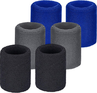 6 Pack Wrist Sweatbands Tennis Wrist Bands Absorbent Sweatbands for Football Basketball Running Athletic Sports and Working Out