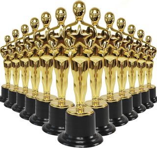 KASTWAVE Plastic Gold Star Award Trophies for Party Decorations, Party Favors, School Award, Game Prize, Party Prize and Appreciation Gifts (13 Pack 4.7'')