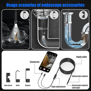 BOGYKIK Endoscope,Inspection Camera with 16.4FT, Endoscope Camera with Light,1920P HD Borescope with 9 LED Lights, inspection camera,Endoscope Semi-Rigid Snake Camera, endoscope 7.9mm IP67 Waterproof