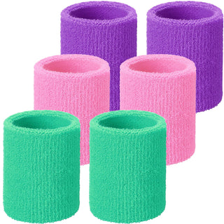 6 Pack Wrist Sweatbands Tennis Wrist Bands Absorbent Sweatbands for Football Basketball Running Athletic Sports and Working Out