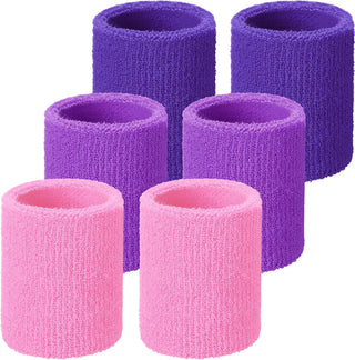 6 Pack Wrist Sweatbands Tennis Wrist Bands Absorbent Sweatbands for Football Basketball Running Athletic Sports and Working Out