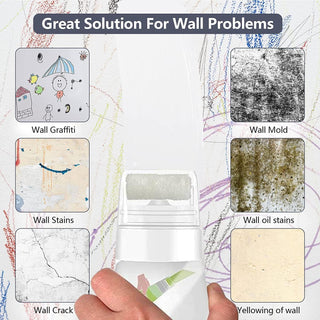 HJB VISSO Roller Brush Wall Repair Tool, Wall Repair Paint, Rolling Brush Wall Paint, 100g White Odorless Paints Cover Wall Advertisements Prints Graffiti, Wall Renovation Repair with Latex Paint
