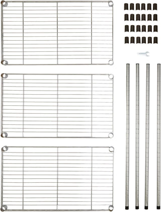 Amazon Basics 3-Shelf Adjustable, Heavy Duty Storage Shelving Unit (113.3 kilograms loading capacity per shelf), Steel Organizer Wire Rack, Black, 58.9 x 34 x 193.5 centimeters
