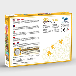 BRAIN TREE Amsterdam 1000 Piece Puzzles for Adults Kids 12+ Unique Puzzles 4 Puzzle Sorting Trays, Droplet Technology for Anti Glare & Soft Touch 27.5Lx19.5W Inch