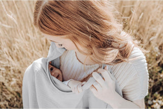 Konssy Muslin Nursing Cover for Baby Breastfeeding, Breathable 100% Cotton Breastfeeding Cover with Rigid Hoop for Mother Nursing Apron, Multi-use Carseat, Brown (BRJ05)