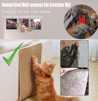 Cat Scratcher Mat, 23.6 X 15.7 Inch Natural Sisal Cat Scratch Mats, Horizontal Cat Floor Scratching Pad Rug, Protect Carpets and Sofas