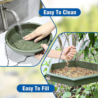 TOYBY Hanging Bird Bath Hanging Bird-Feederm, 2 in 1 Hanging Bird Feeder & Bird Bath for Outside,Bird Feeder Plate Hanging Tray Bird Bath Tray Hanging Bird Water or Bird Seed hanging bird baths