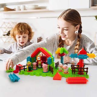PicassoTiles 120pcs HedgehogTiles Building Block, Stacking Interlock Teeth Construction Sensory Gift STEM Toy for Kids Toddlers Age 3 + PTB120