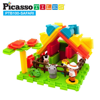 PicassoTiles 120pcs HedgehogTiles Building Block, Stacking Interlock Teeth Construction Sensory Gift STEM Toy for Kids Toddlers Age 3 + PTB120