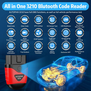 AUTOPHIX 3210 Bluetooth OBD2 Scanner Enhanced Universal Car Code Readers & Scan Tools Diagnostic Scanner with Performance Test Battery Test Check Engine Light Exclusive APP for iPhone, iPad & Android
