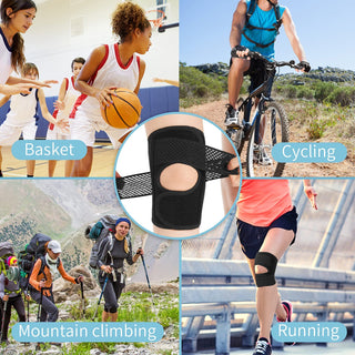FDTY Knee Brace with Side Stabilizers Relieve Meniscal Tear Knee Arthritis, Breathable Adjustable Knee Support Suitable for Men and Women with Sports Injuries (Medium, White (Left))