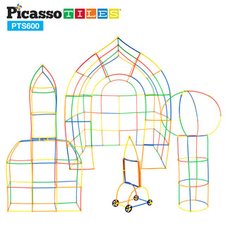 PicassoTiles 120pcs HedgehogTiles Building Block, Stacking Interlock Teeth Construction Sensory Gift STEM Toy for Kids Toddlers Age 3 + PTB120
