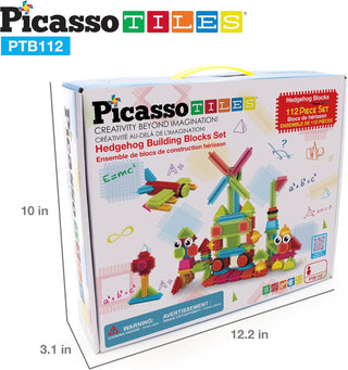 PicassoTiles 120pcs HedgehogTiles Building Block, Stacking Interlock Teeth Construction Sensory Gift STEM Toy for Kids Toddlers Age 3 + PTB120