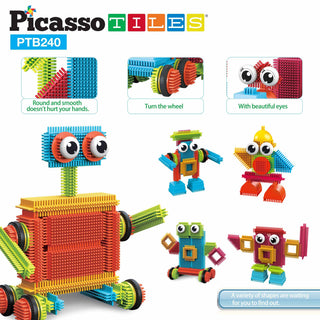PicassoTiles 120pcs HedgehogTiles Building Block, Stacking Interlock Teeth Construction Sensory Gift STEM Toy for Kids Toddlers Age 3 + PTB120