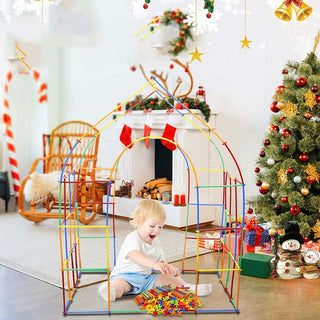 KASTWAVE Construction Toys 600 Pieces Of Straw Toys, Interlocking Plastic Toys, Thin Tube Building Blocks Toy Kit, Suitable For Indoor And Outdoor Children'S Toys, Gifts For Boys And Girls