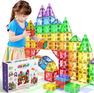 GRAFLO Magnetic Building Blocks & Construction Blocks Set for Kids - 68 Pcs Vibrant 3D Building Set as Education Toys - Magnetic Toys & Tiles for Kids - Magnetic Block for Kids - Toy for Kids 3+ Years