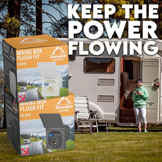 Xtremeauto 240V Mains Flush Fit Socket Box - Caravan 16 Amp Socket, Mains 16amp Campervan Inlet Hookup Cable Socket Plug, Flush To Fit Most Caravans & Campervans External 16a Sockets (White)