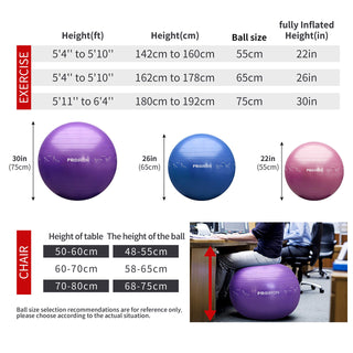 PROIRON Yoga Ball Anti-Burst Exercise Ball Chair with Quick Pump Slip Resistant Gym Ball Supports 500KG Balance Ball for Pilates Yoga Birthing Pregnancy Stability Gym Workout Training