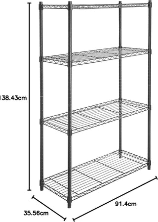 Amazon Basics 3-Shelf Adjustable, Heavy Duty Storage Shelving Unit (113.3 kilograms loading capacity per shelf), Steel Organizer Wire Rack, Black, 58.9 x 34 x 193.5 centimeters