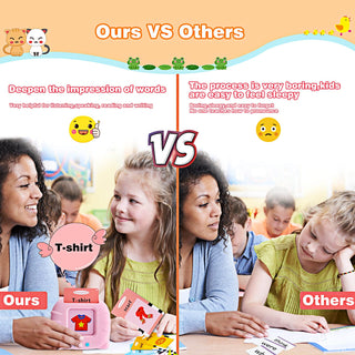 Talking Flash Cards Learning Toys for Toddlers 1-6 Year Old,British English, 224 Words, Audible Educational Toys, Preschool Learning Resource Electronic Interactive Toy Birthday Gifts for Kids-Pink