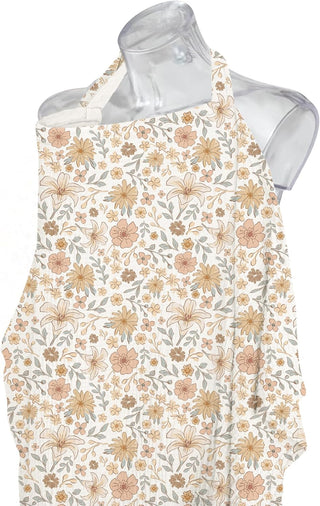 Konssy Muslin Nursing Cover for Baby Breastfeeding, Breathable 100% Cotton Breastfeeding Cover with Rigid Hoop for Mother Nursing Apron, Multi-use Carseat, Brown (BRJ05)