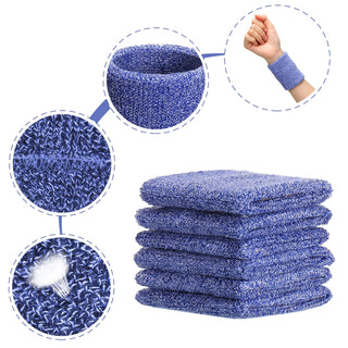 6 Pack Wrist Sweatbands Tennis Wrist Bands Absorbent Sweatbands for Football Basketball Running Athletic Sports and Working Out