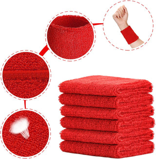 6 Pack Wrist Sweatbands Tennis Wrist Bands Absorbent Sweatbands for Football Basketball Running Athletic Sports and Working Out